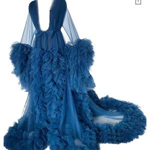 Blue Tulle Maternity Photoshoot Gown